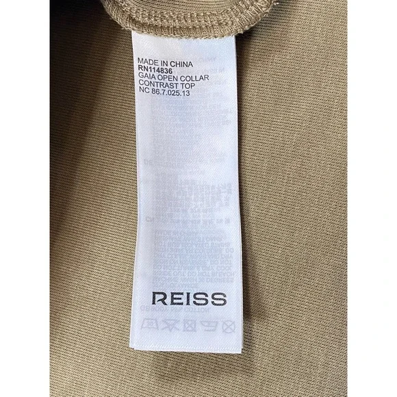REISS Gaia Camel Tan Interlock Contrast Collar Sweater Top Womens M - Picture 10 of 14